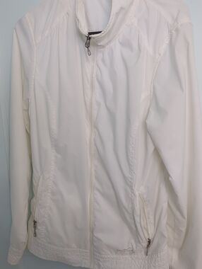 Eddie Bauer Sz L White Lightweight Nylon Jacket with Cotton Lining